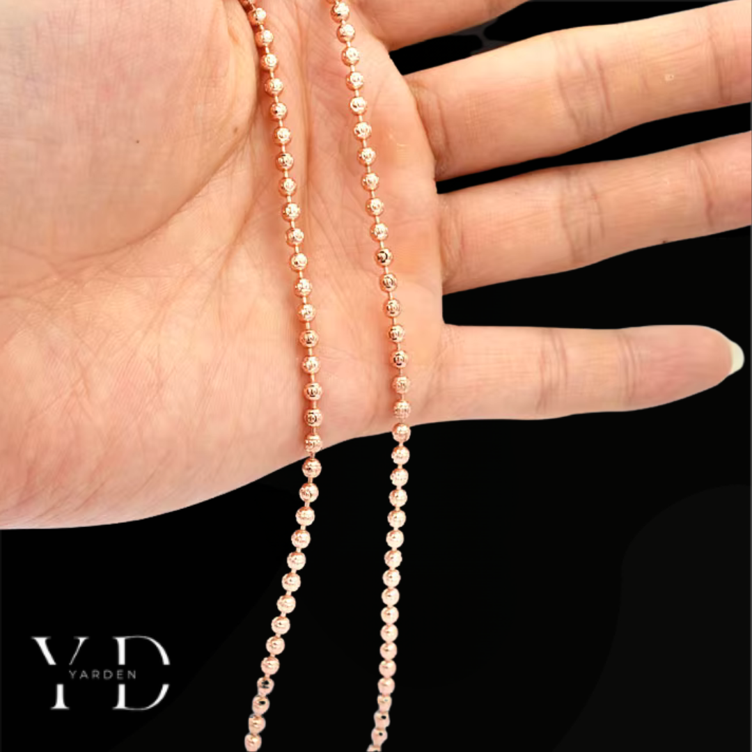 שרשרת כדורים חיתוך יהלום 3 מ״מ רוז גולד