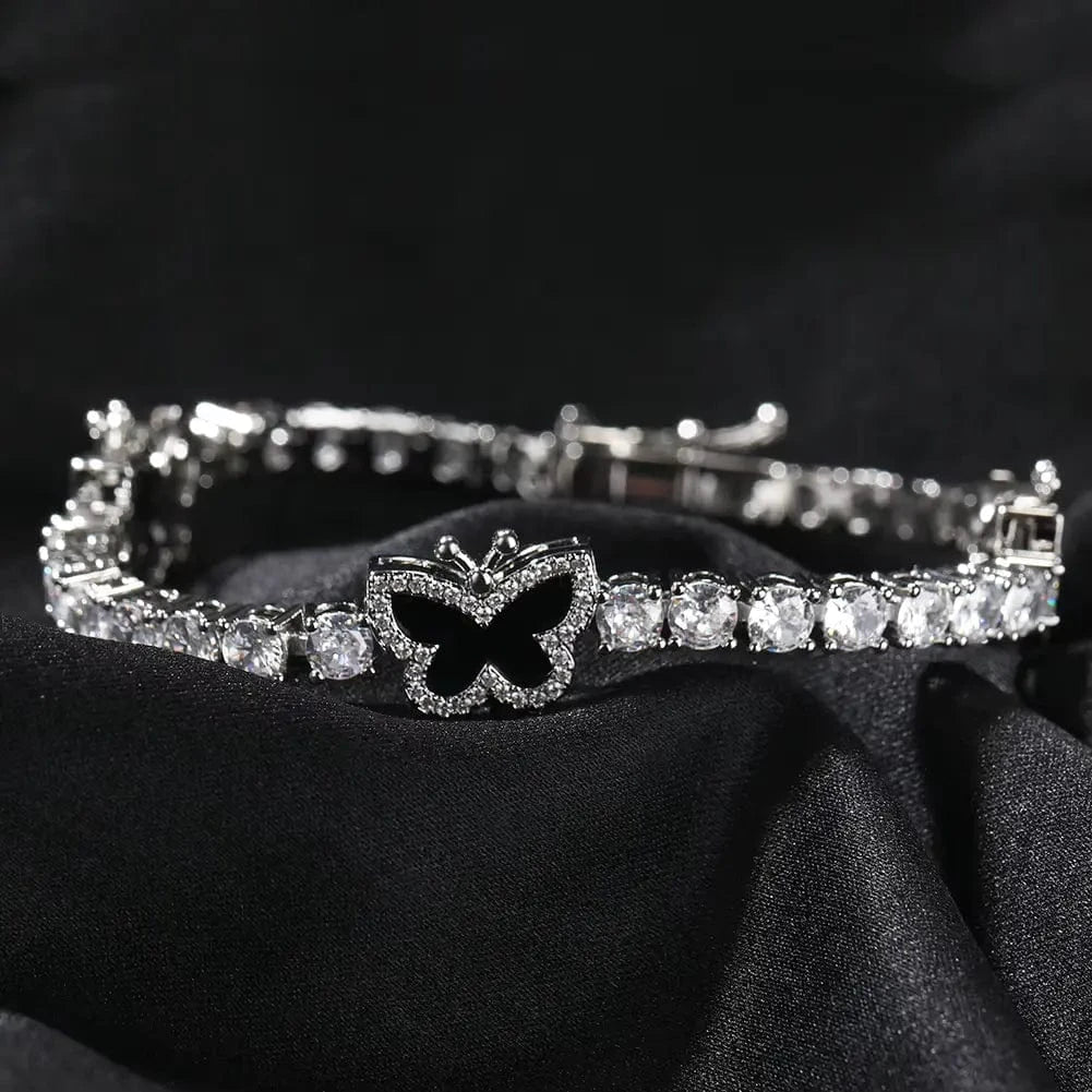 Drice Jewelry | דרייס תכשיטים צמיד לאישה צמיד טניס פרפרים Nightfly | זהב לבן