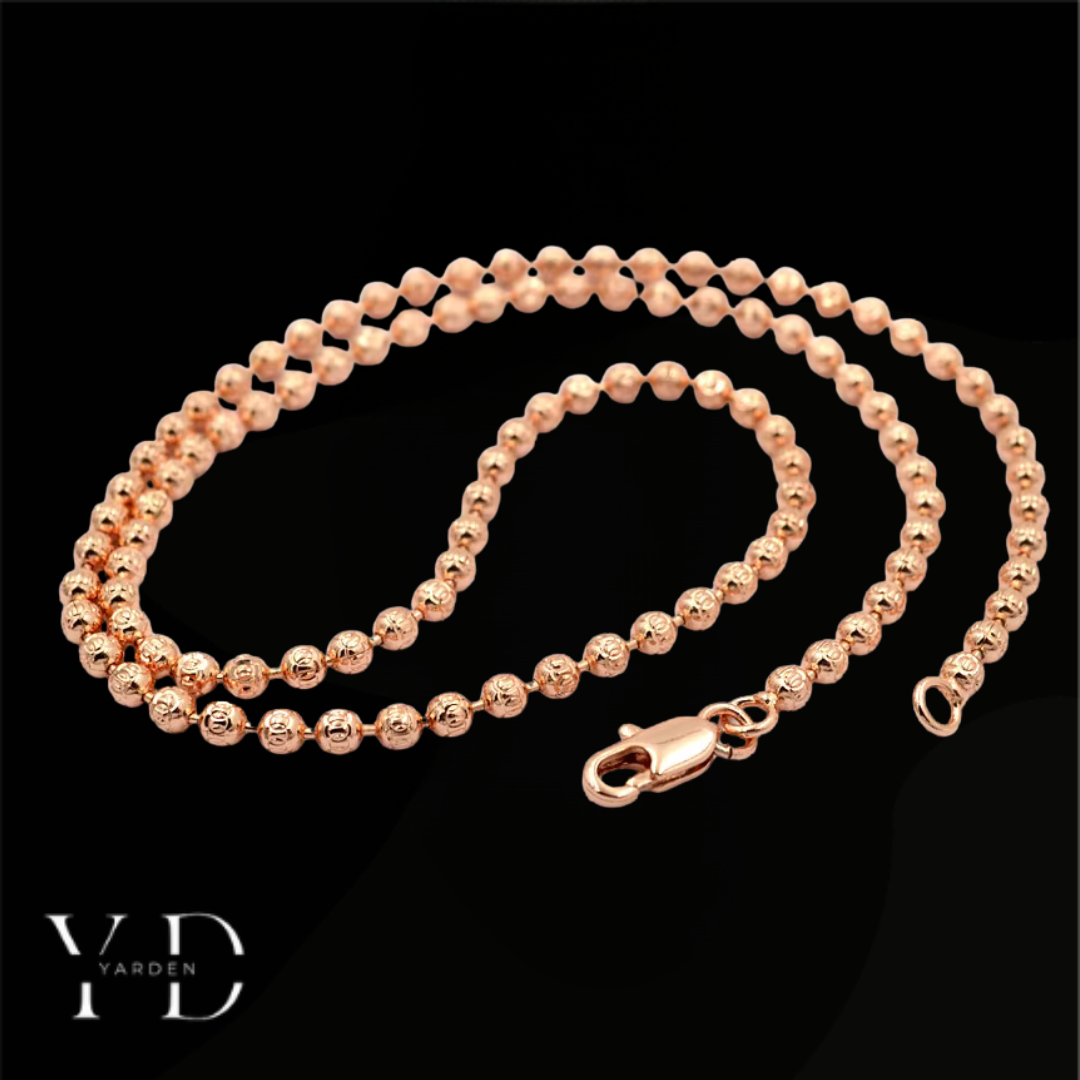 שרשרת כדורים חיתוך יהלום 3 מ״מ רוז גולד
