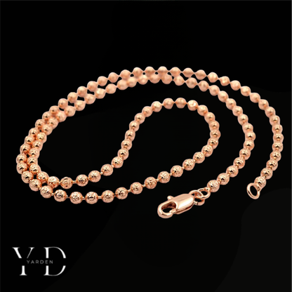 שרשרת כדורים חיתוך יהלום 3 מ״מ רוז גולד