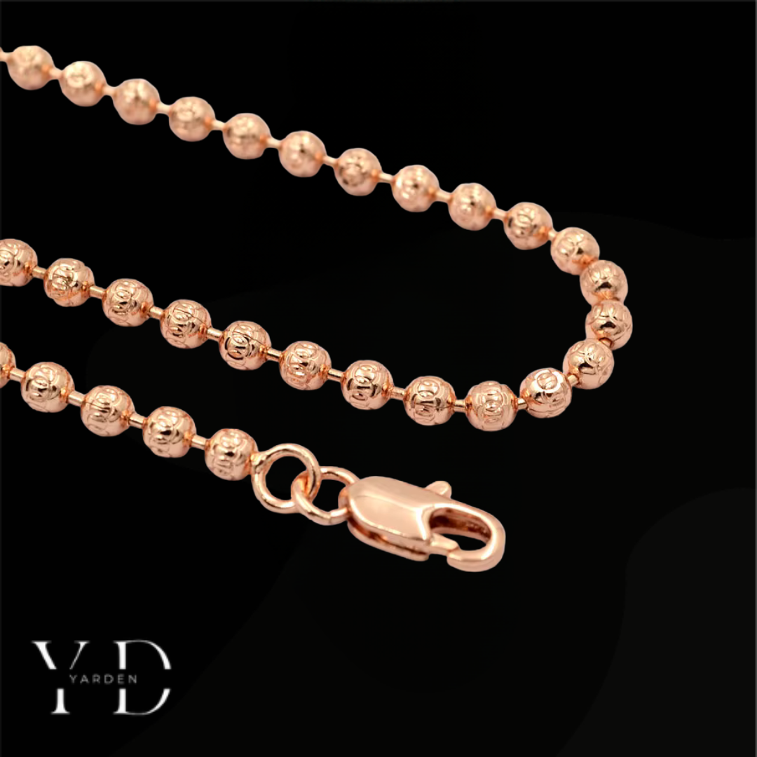 שרשרת כדורים חיתוך יהלום 3 מ״מ רוז גולד