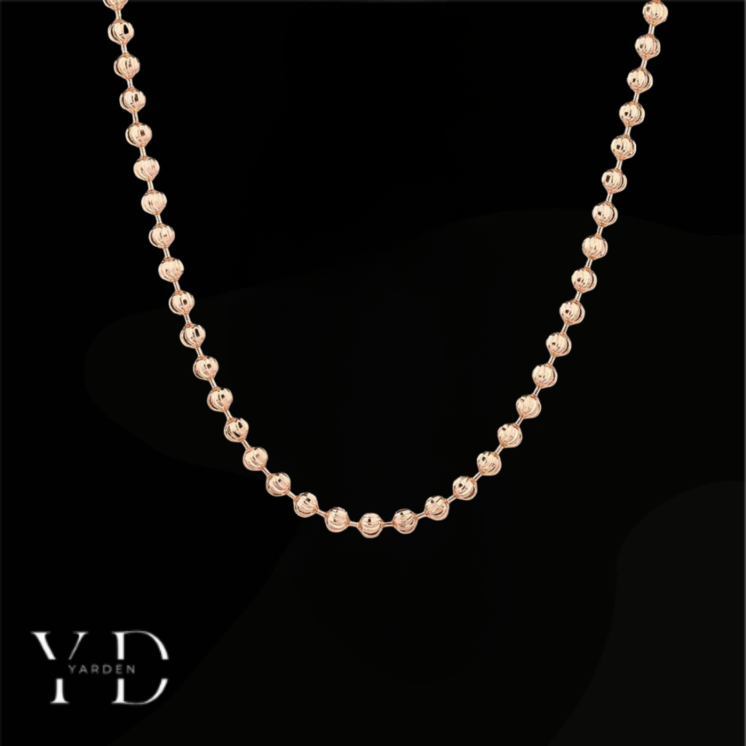 שרשרת כדורים חיתוך יהלום 3 מ״מ רוז גולד