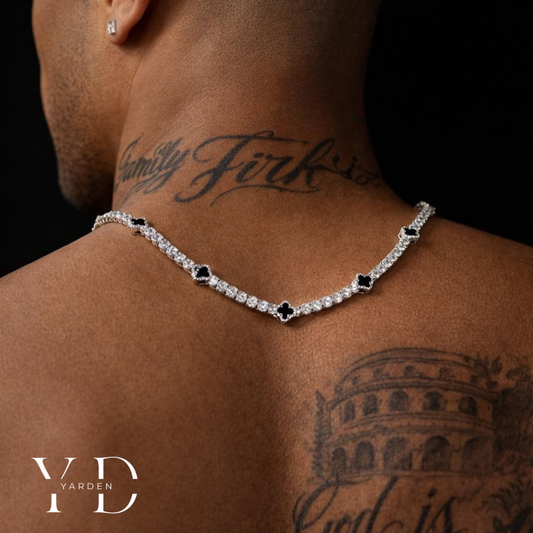 שרשרת טניס תלתן - זהב לבן