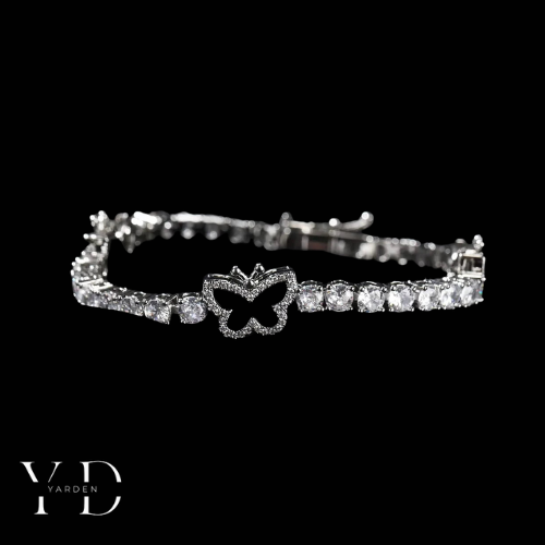 צמיד טניס פרפרים  | זהב לבן