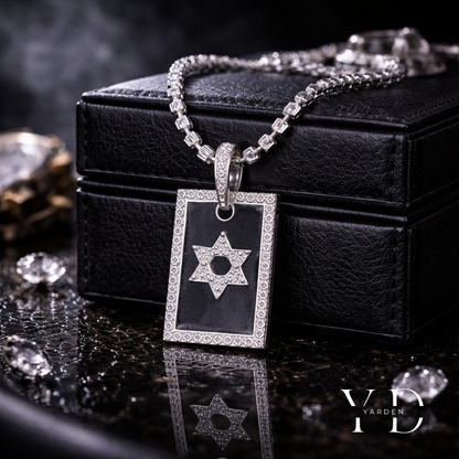 שרשרת כדורים - מגן דוד זהב לבן