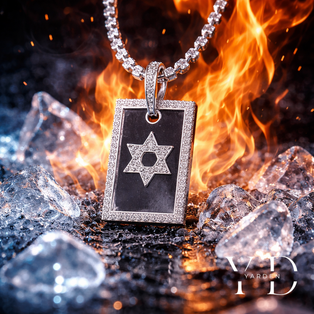 שרשרת כדורים - מגן דוד זהב לבן