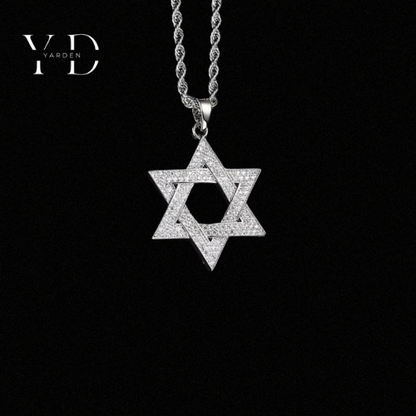 שרשרת אייס מגן דוד זהב לבן