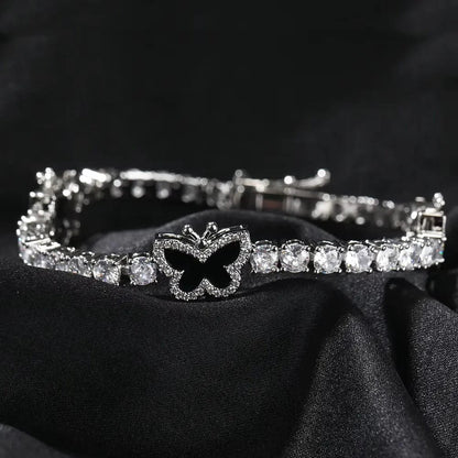 Drice Jewelry | דרייס תכשיטים צמיד לאישה צמיד טניס פרפרים Nightfly | זהב לבן